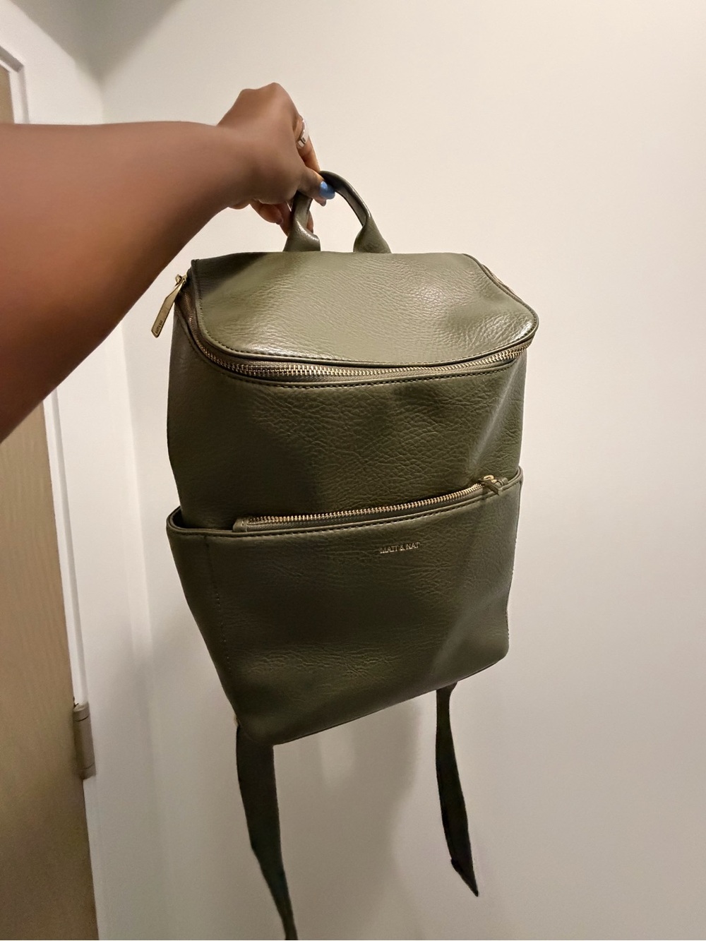 Olive Green MATT & NAT BRAVE DWELL Vegan Leather Backpack
